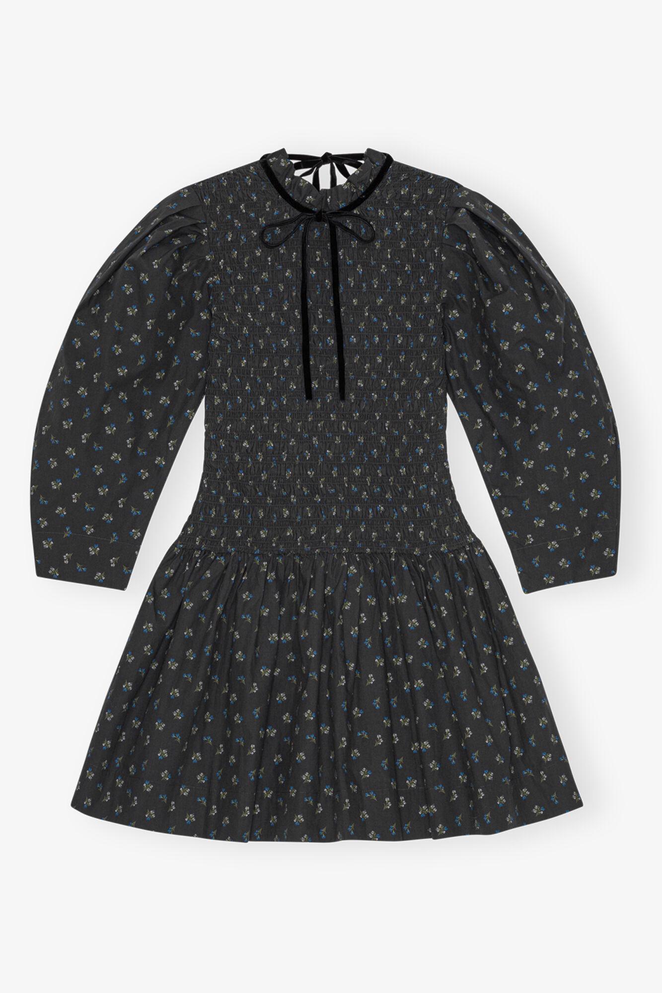 Black Printed Mini Smock Dress Product Image