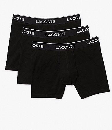 Lacoste Cotton Stretch Logo Waistband Long Boxer Briefs, Pack of 3 Product Image