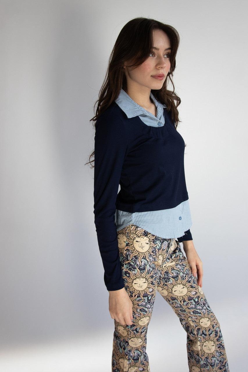 Layered Sweater Blouse Top Product Image