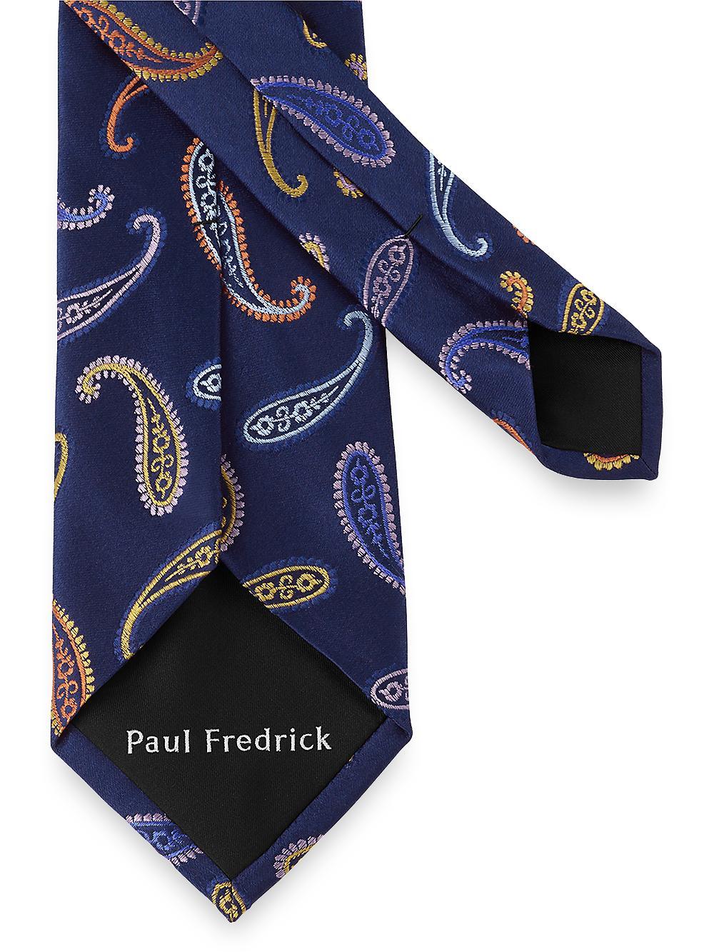 Paisley Woven Silk Tie - Navy Multi Product Image