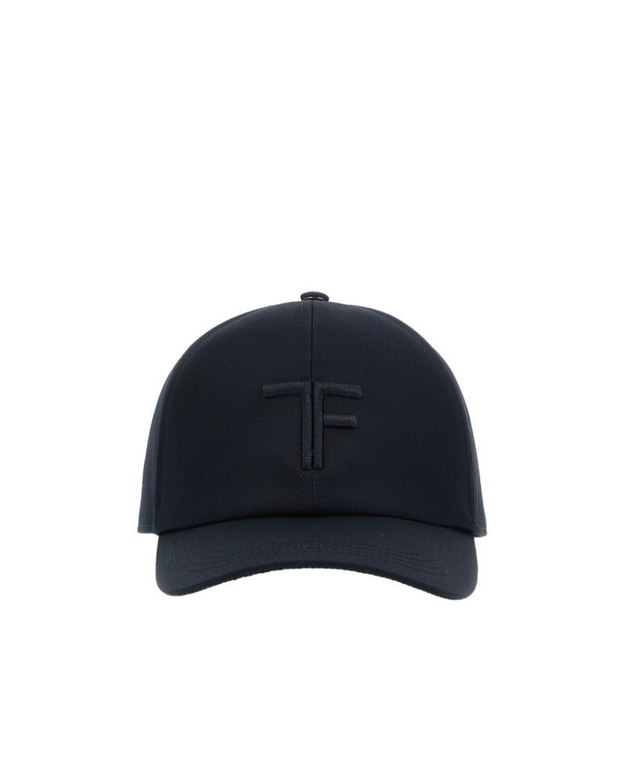 TOM FORD Leather-trimmed Logo-embroidered Cotton-twill Baseball Cap In Blue Product Image