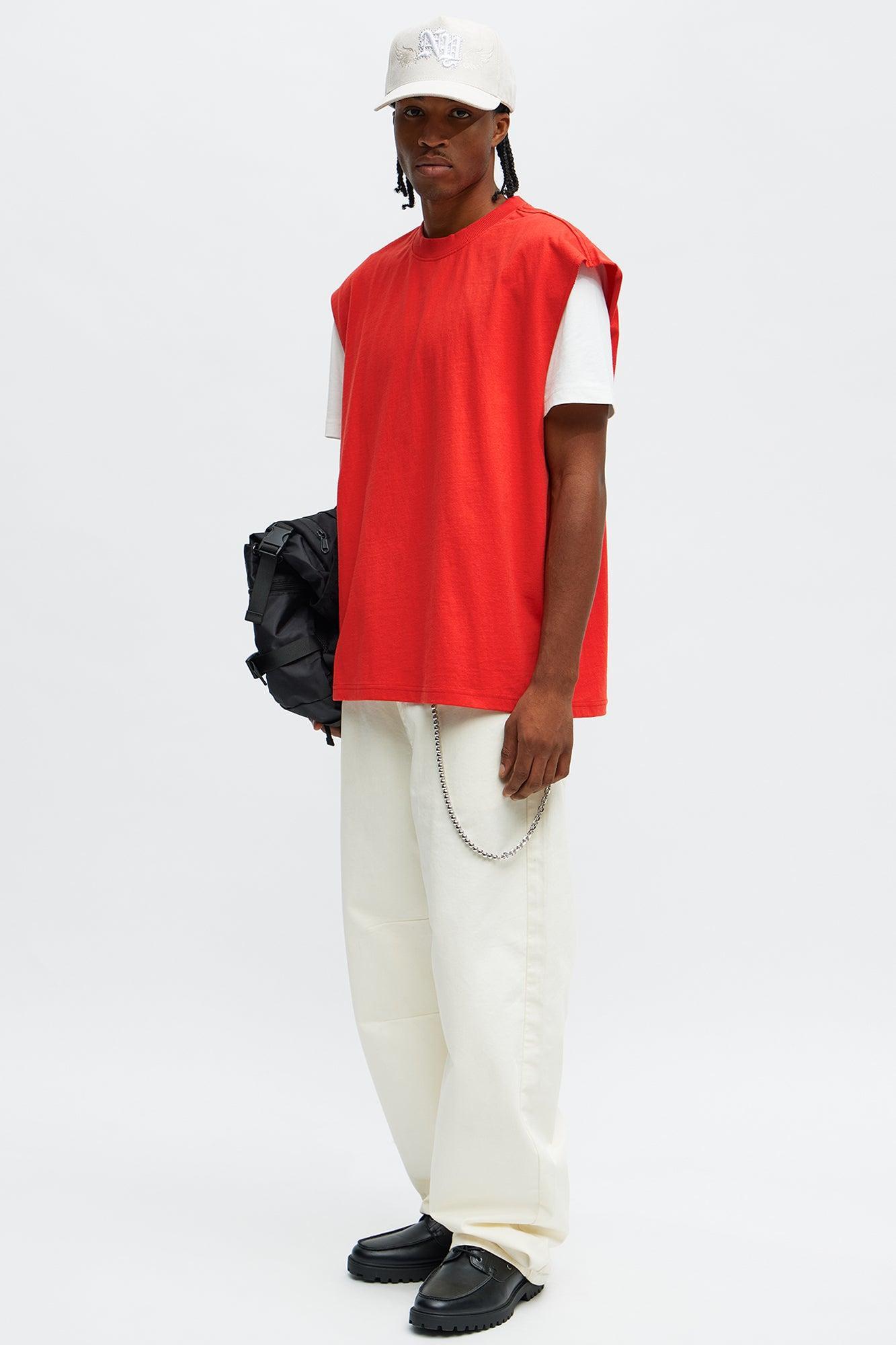 Relaxed Heavyweight Muscle Tee - Red Male Product Image