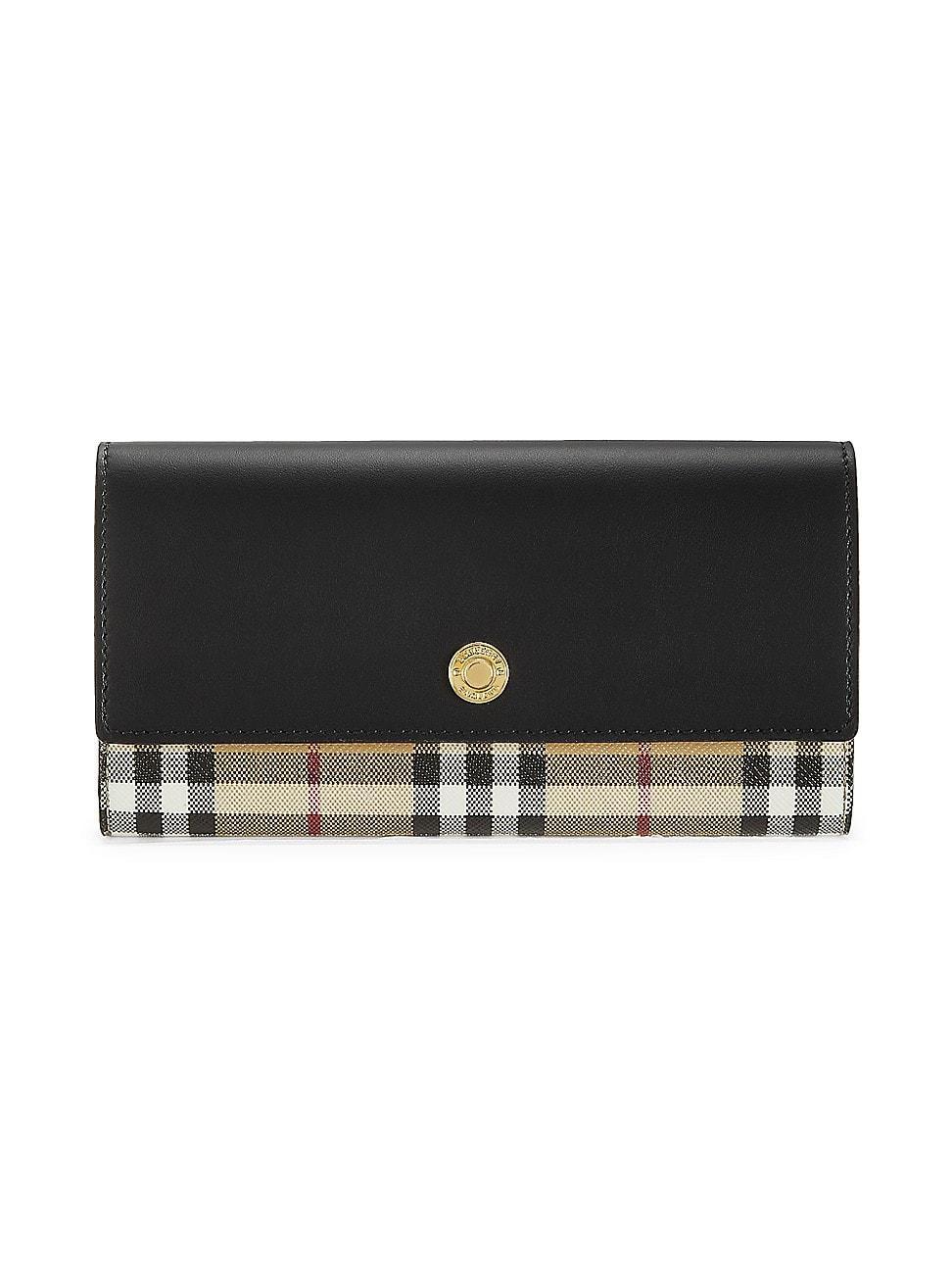 Womens Halton Vintage Check & Leather Continental Wallet Product Image