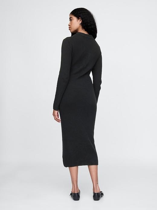 CashSoft Rib Midi Polo Sweater Dress Product Image