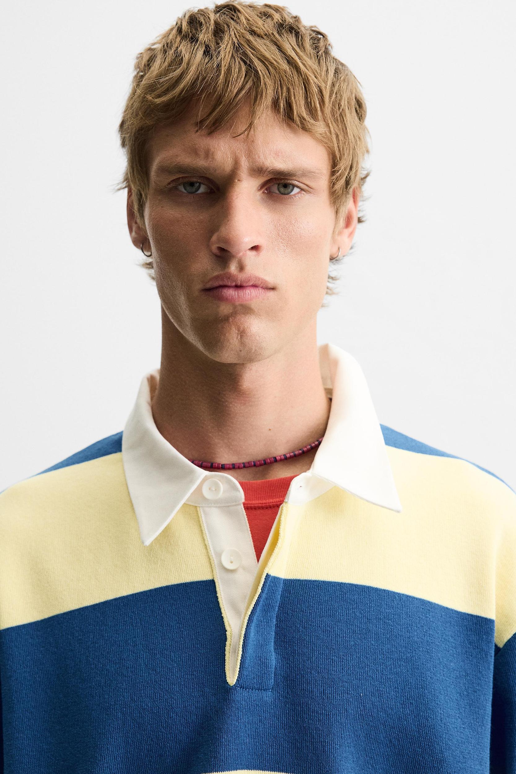 STRIPED KNIT POLO Product Image