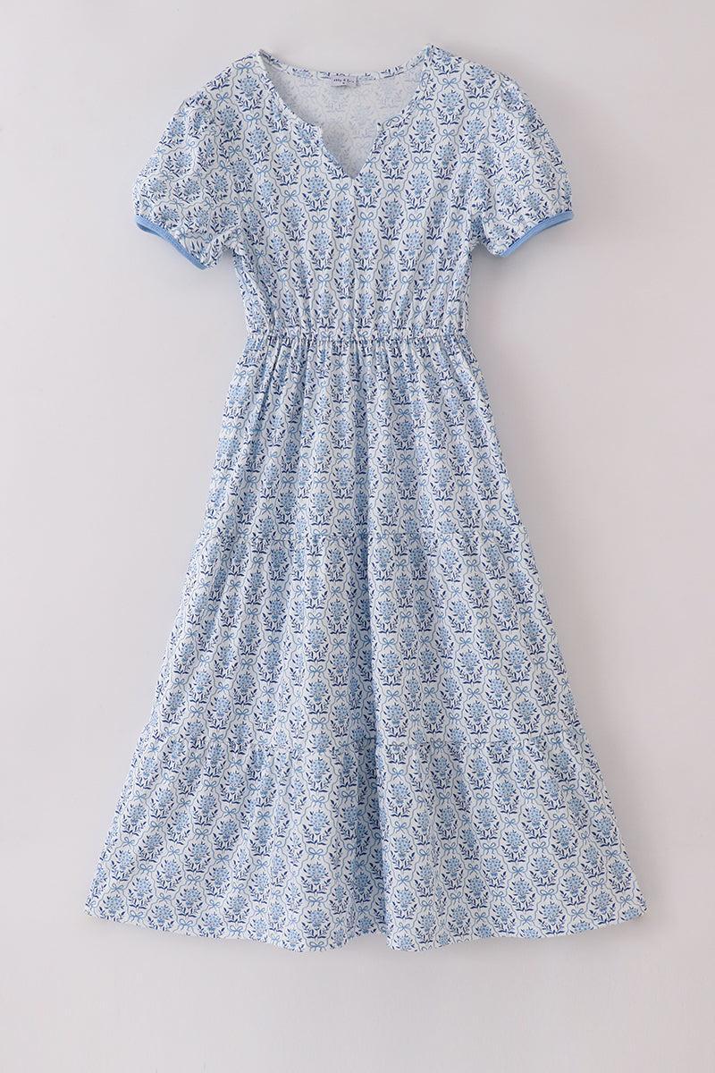 Bow applique print mom&me dress Product Image