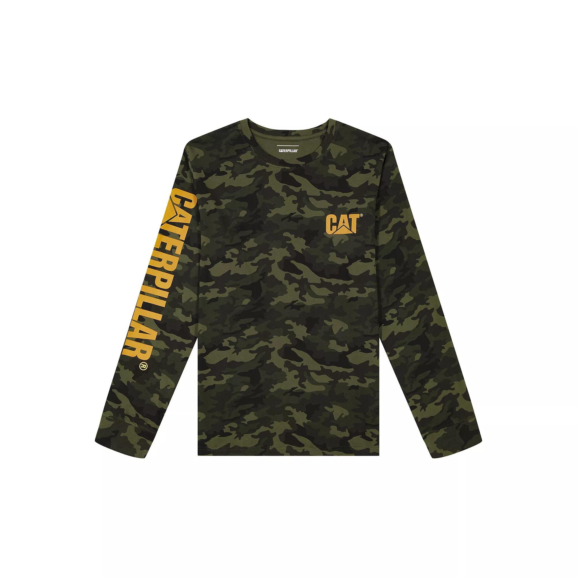 Men's Caterpillar CAT Foundation Trademark Banner Long Sleeve Tee, Size: Medium, Black Camo Product Image