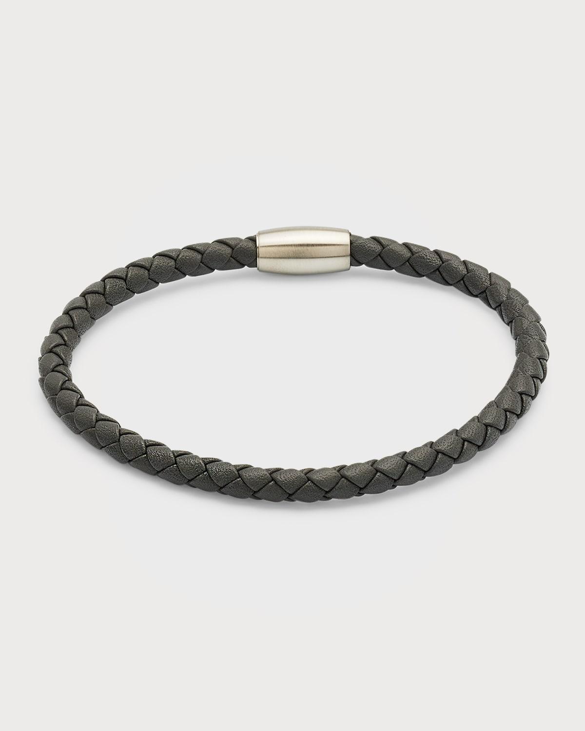 Mens Magnetic Woven Leather Bracelet Product Image