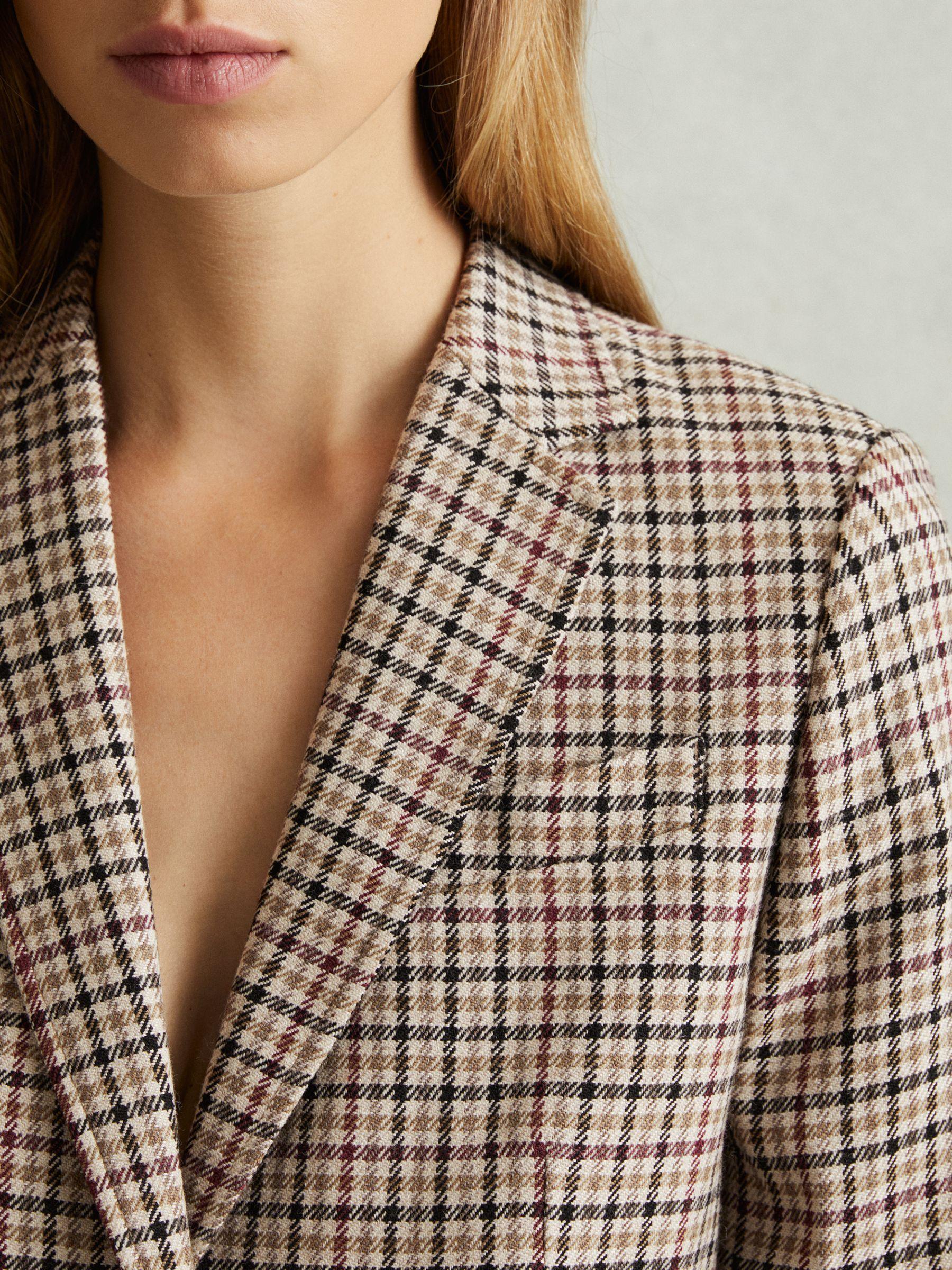 Wool Blend Checked Single Breasted Blazer in Natural Check Product Image