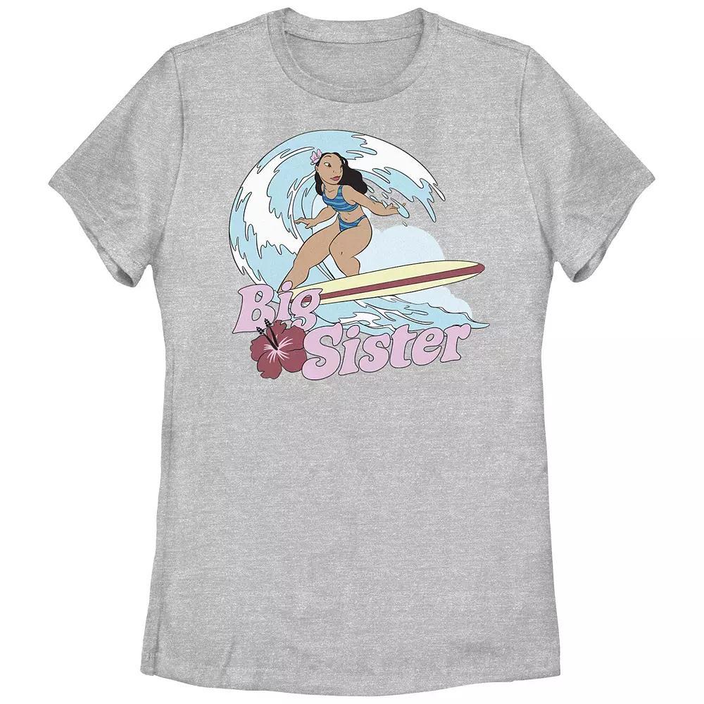 Disney's Lilo & Stitch Women's Surfing Nani Big Sister Tee, Girl's, Size: Large, Athletic Grey Product Image