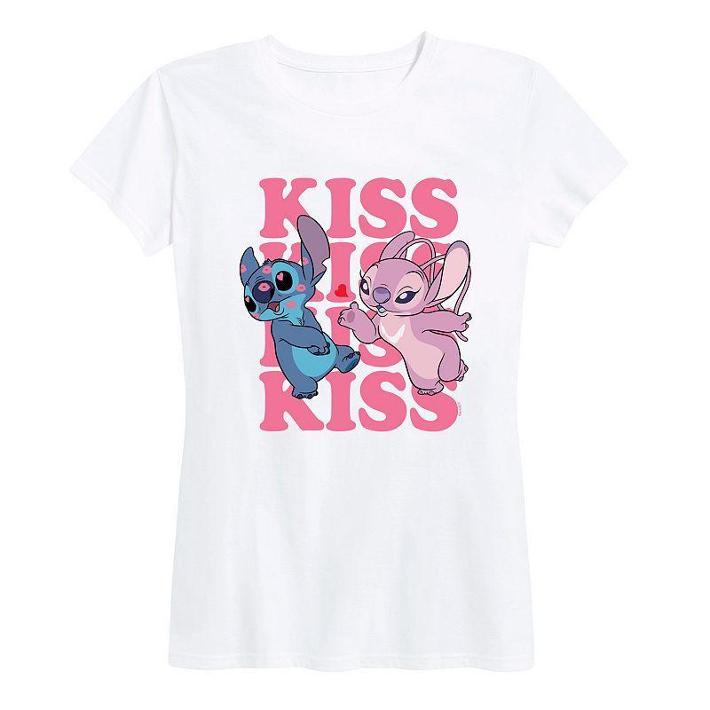 Disneys Lilo & Stitch Womens Kiss Repeated Graphic Tee Product Image