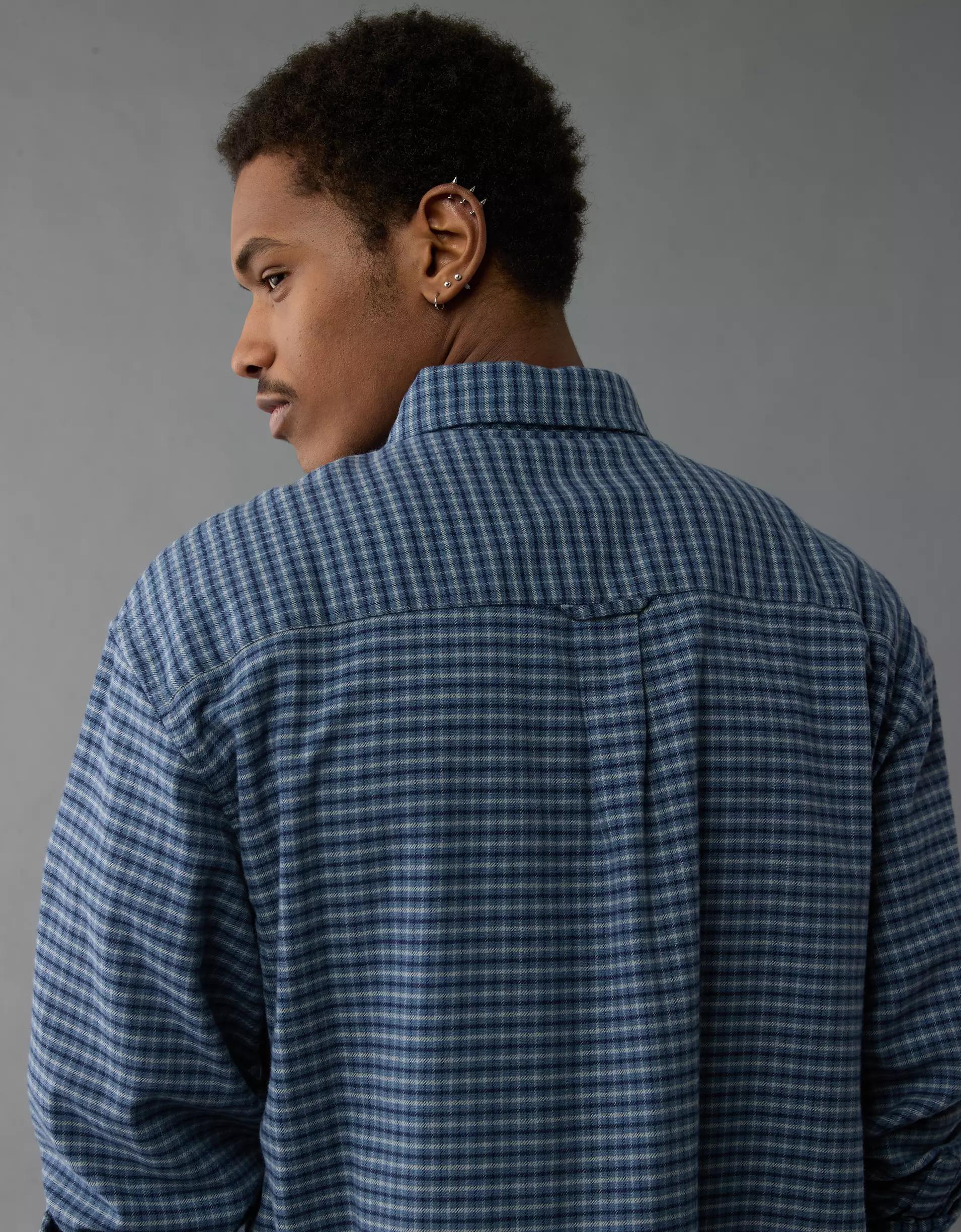 AE Everyday Plaid Flannel Button-Up Shirt Product Image