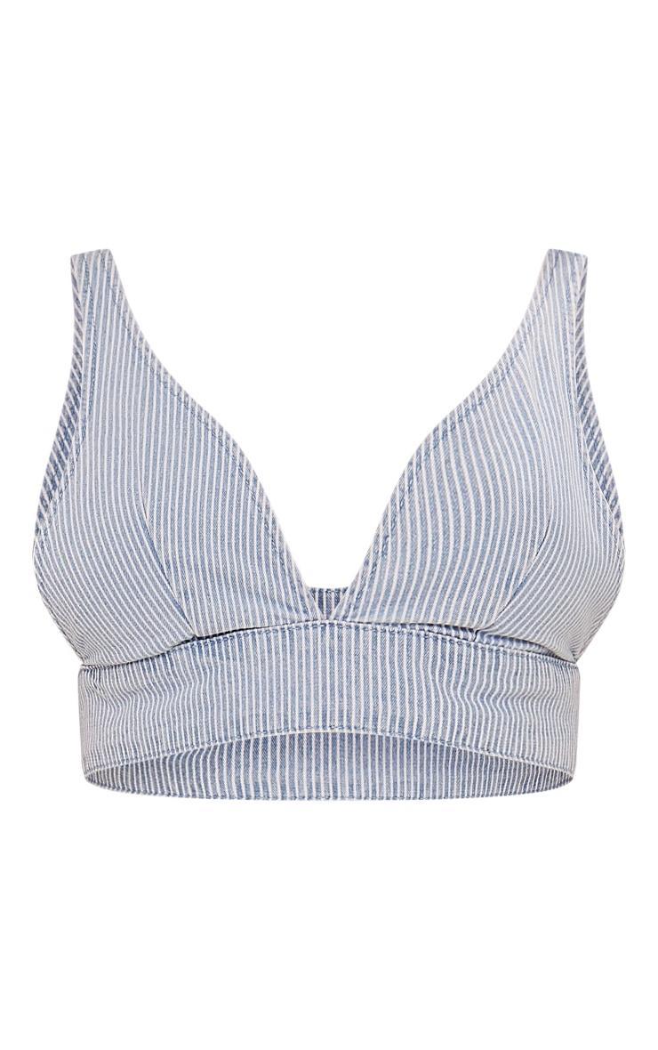 Blue Stripe Denim Triangle Bralet Product Image