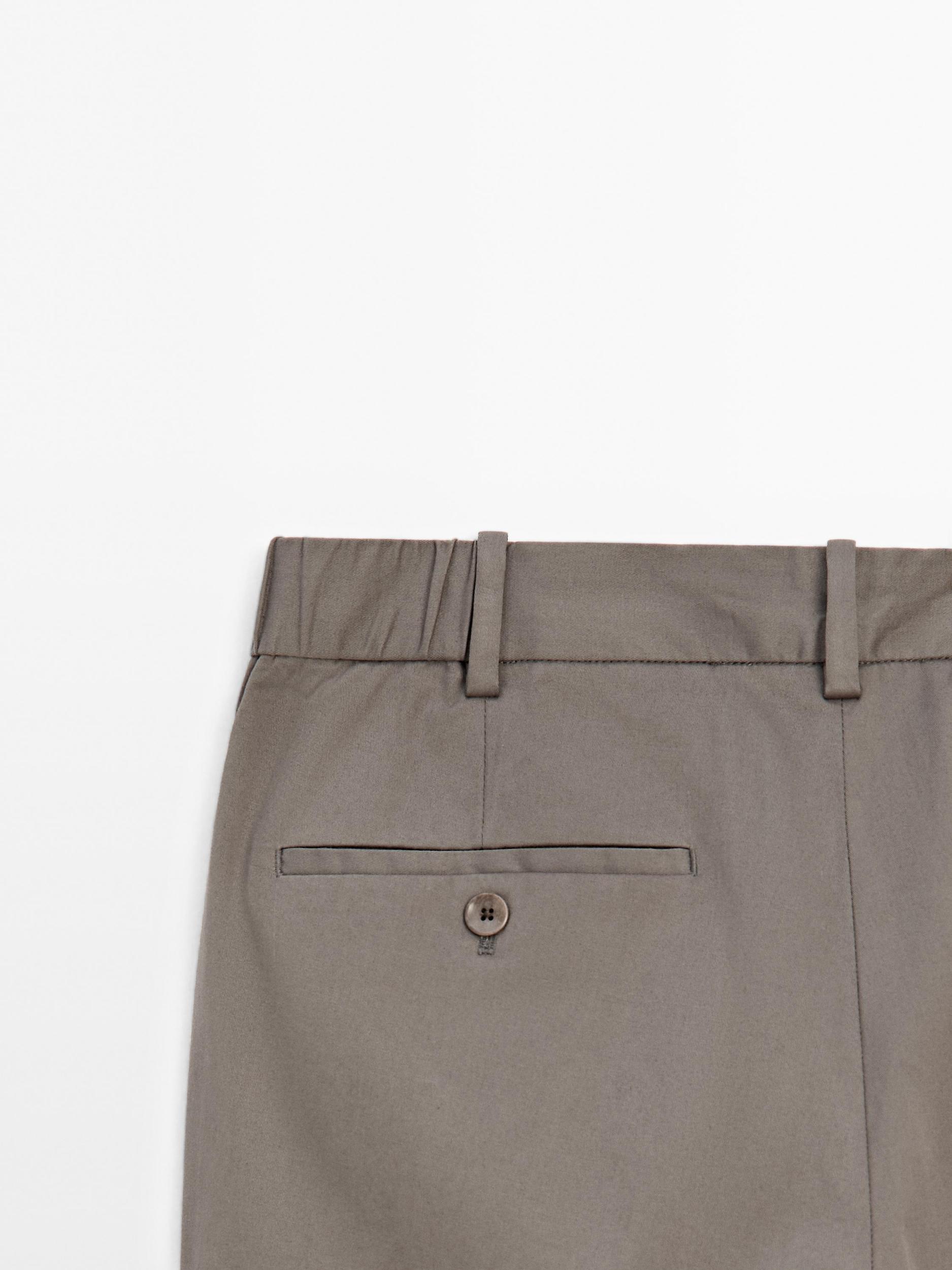 Cotton blend slim fit trousers Product Image