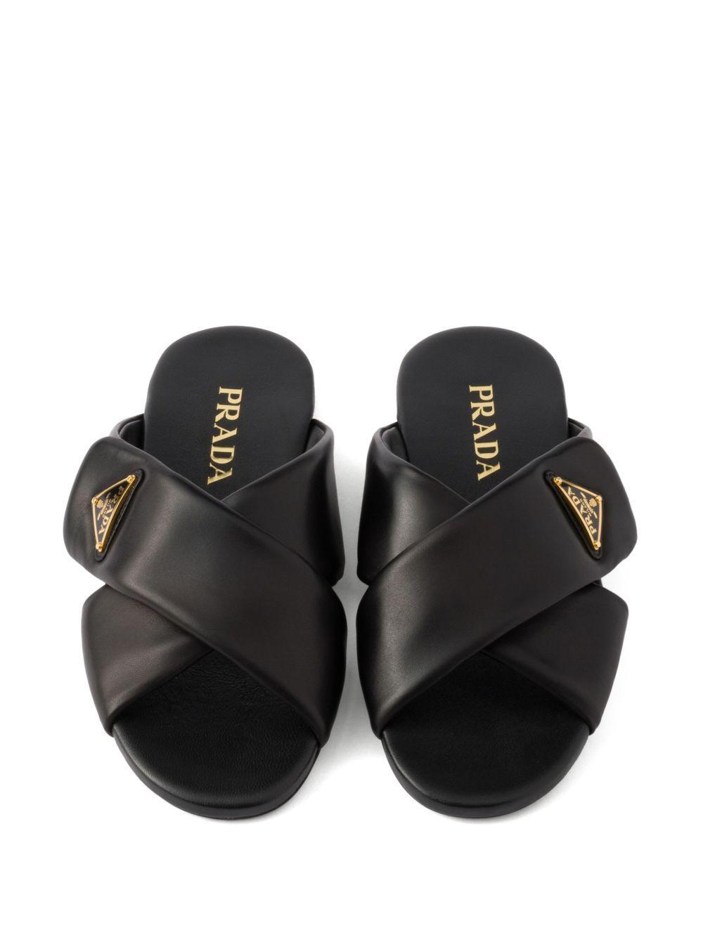 Padded nappa leather slides Product Image