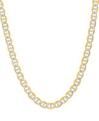 Mens Two-Tone Diamond Cut Mariner Link 24 Chain Necklace in Sterling Silver & 14k Gold-Plate Product Image