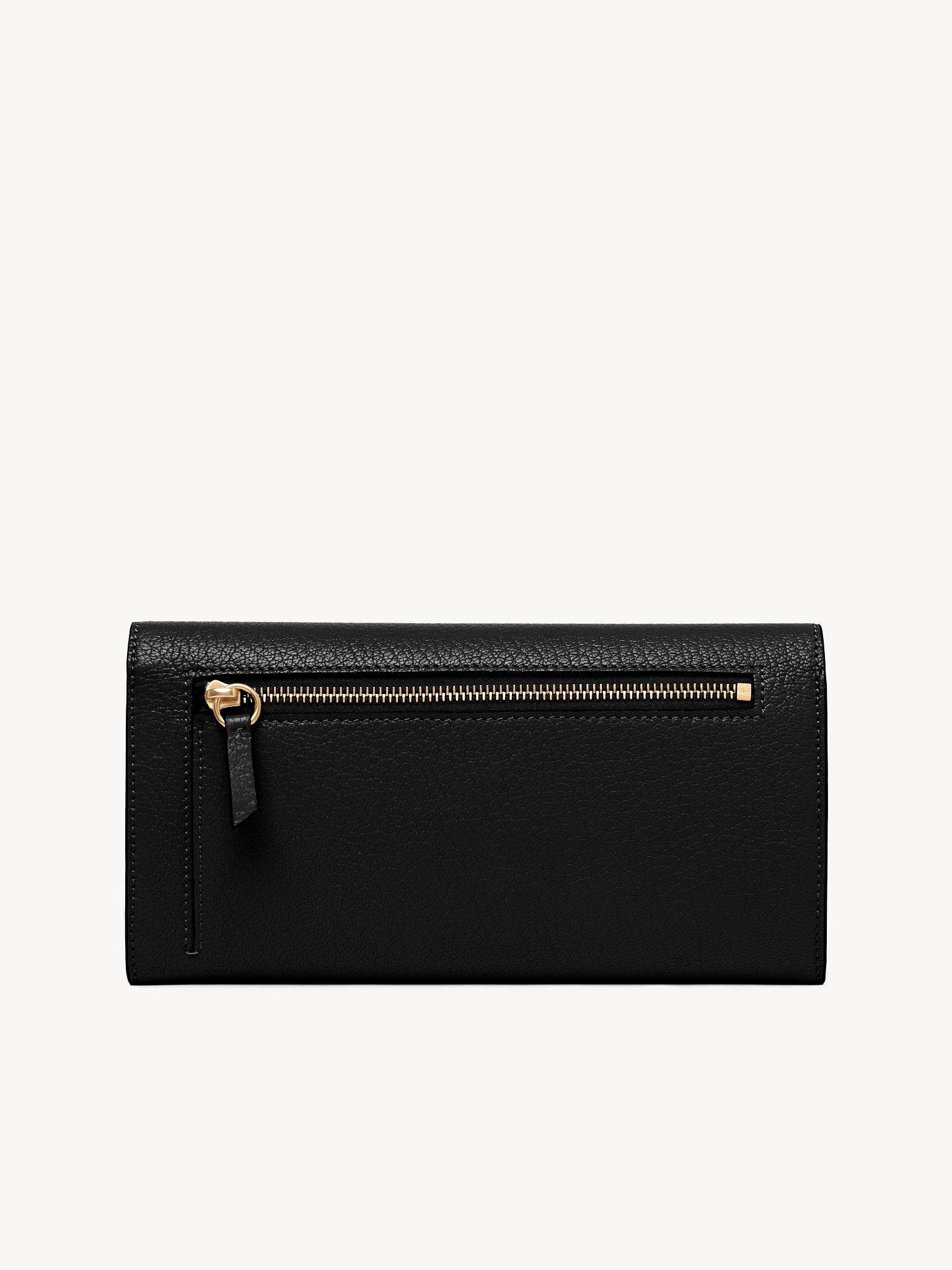 Envelope long wallet with flap in grained leather Product Image