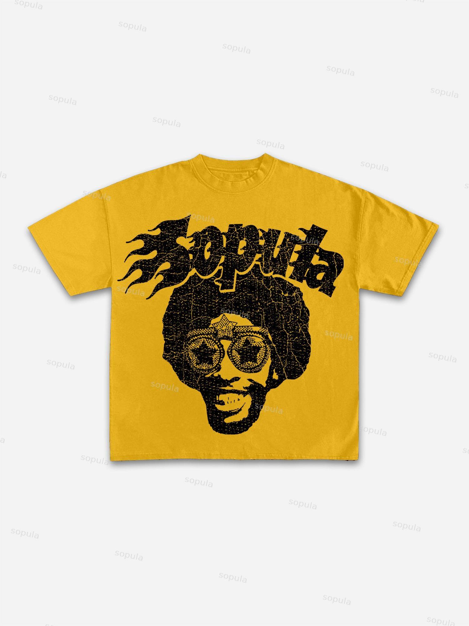 Sopula Portrait Print Cotton T-shirt Product Image