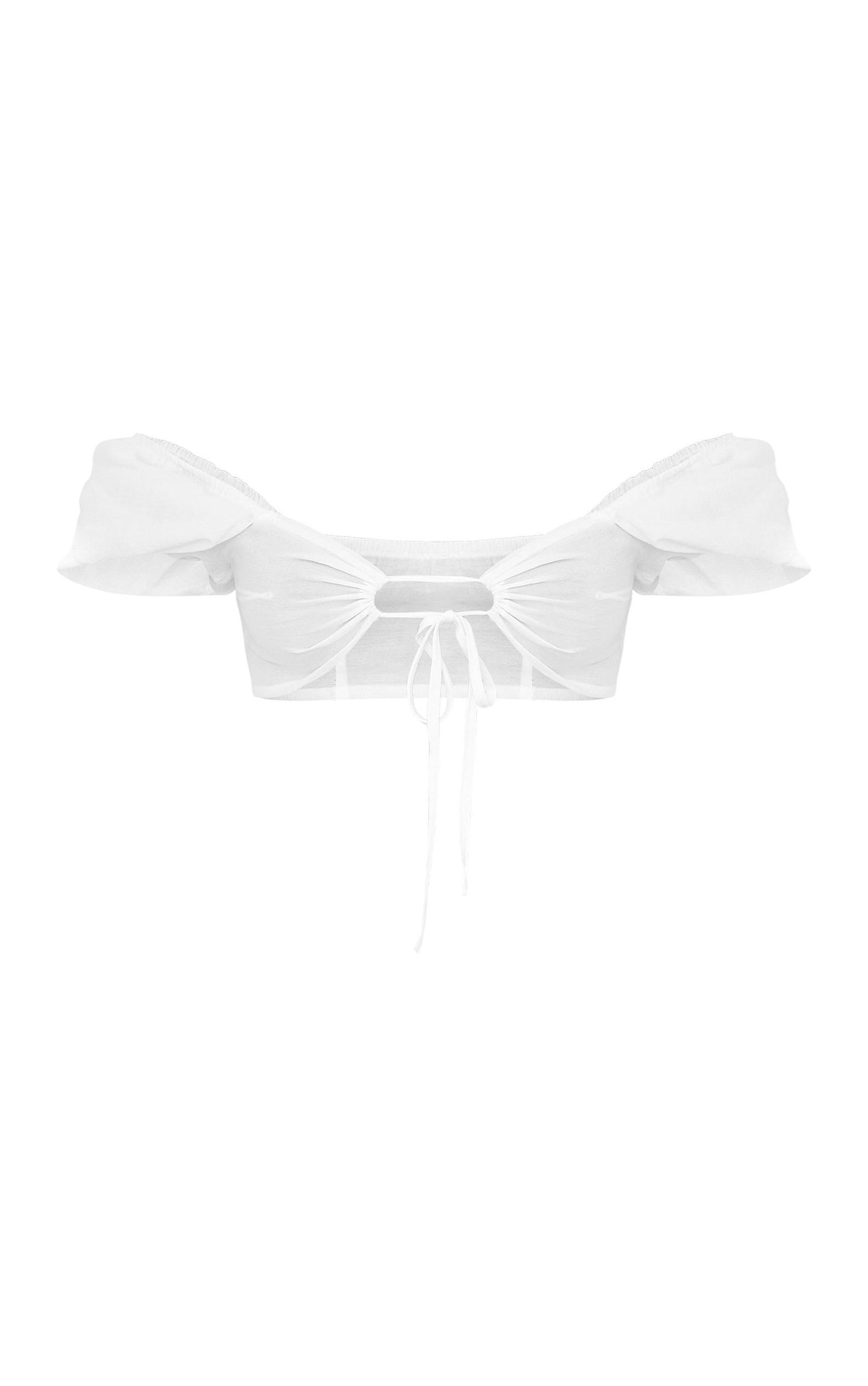 White Bandeau Tie Detail Crop Top Product Image