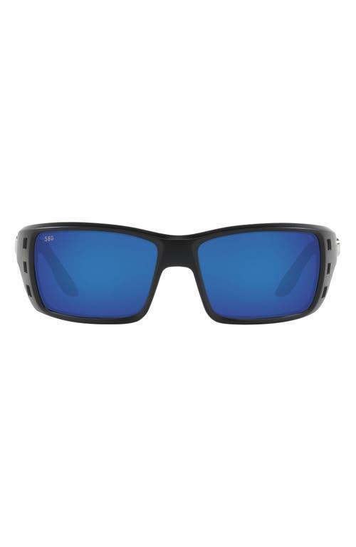 Costa Mens Permit Polarized Rectangle Sunglasses - Matte Black Blue Mirror Product Image