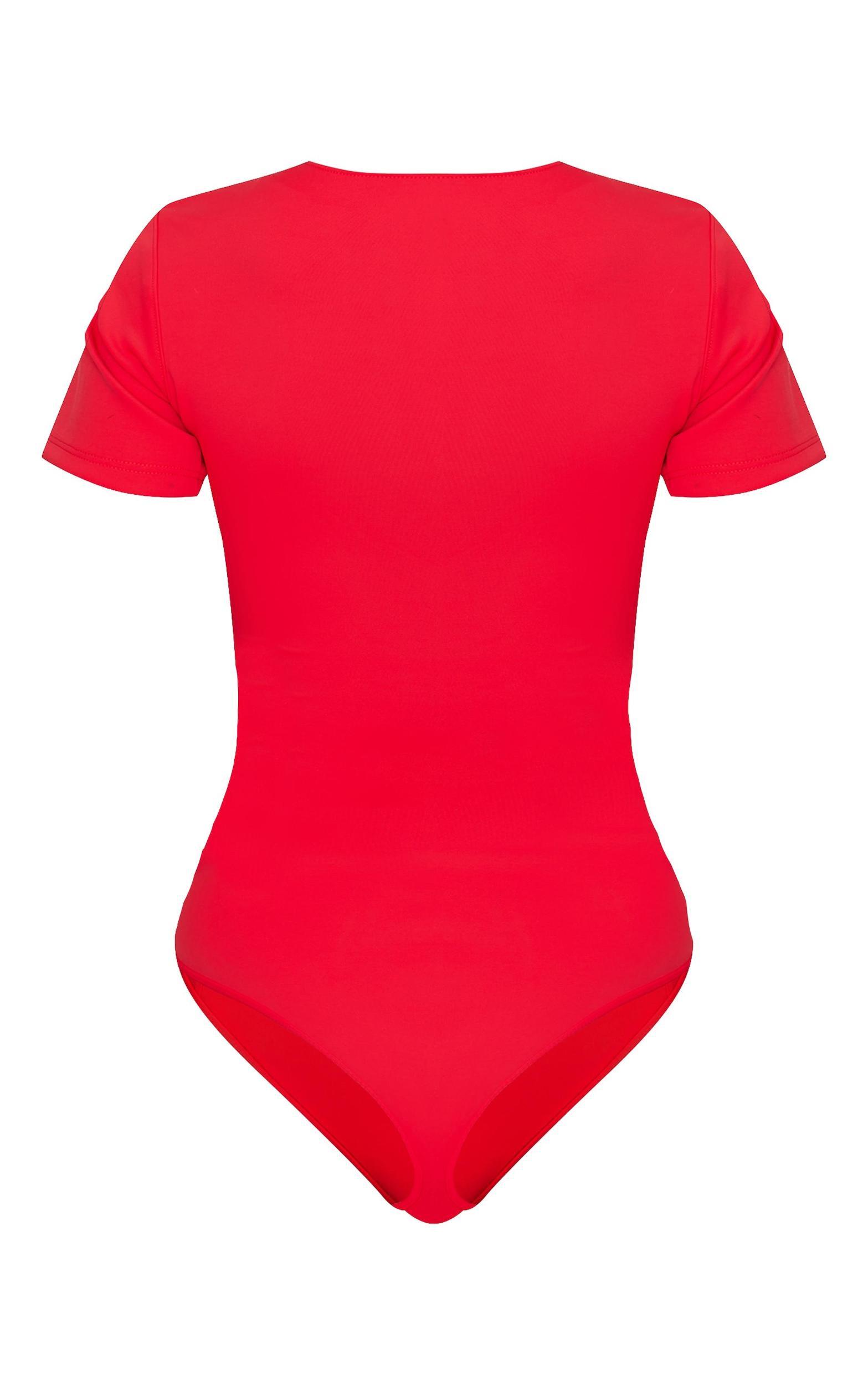 Red Scuba Zip Up Swimsuit Product Image