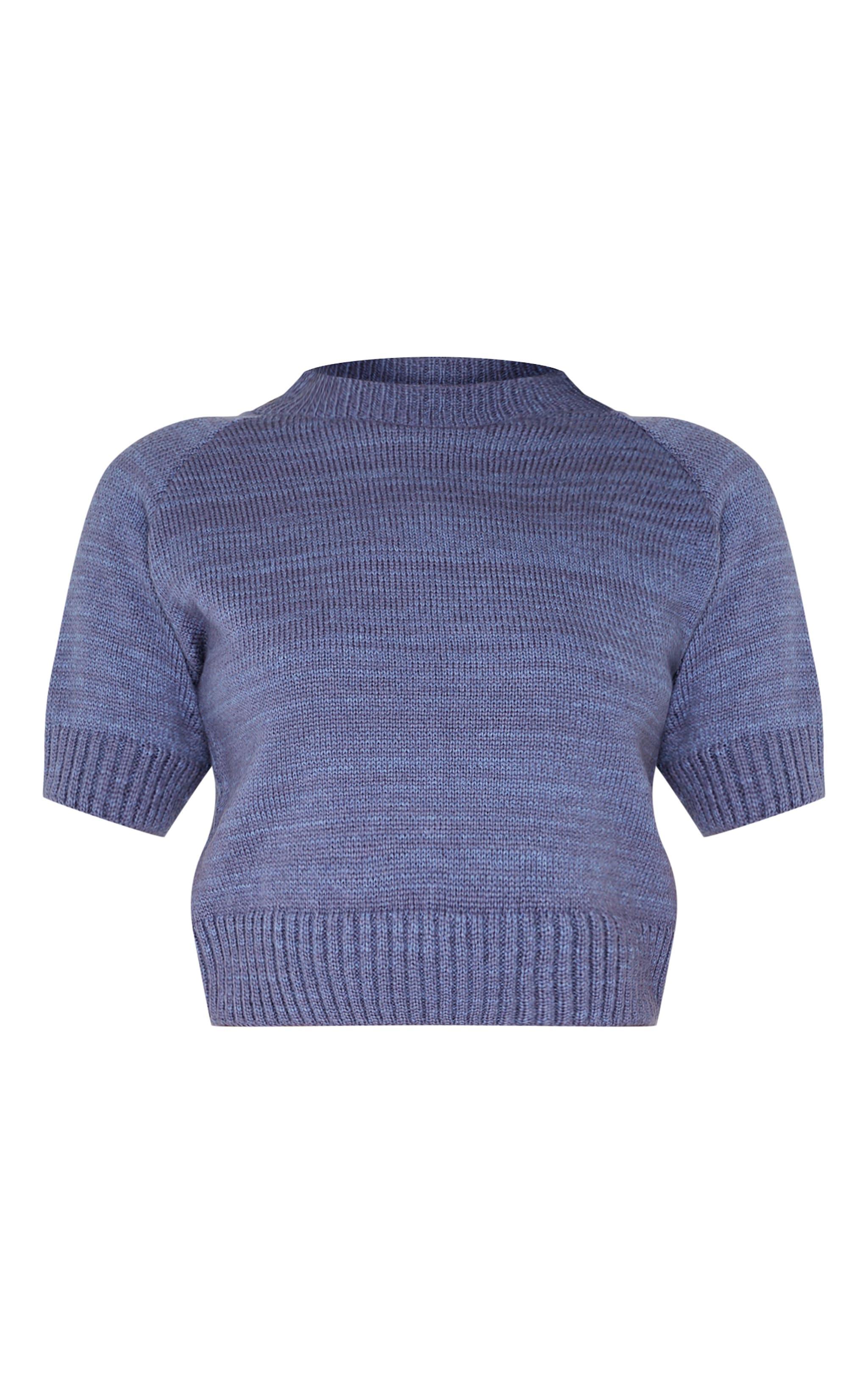 Blue Knit T Shirt Product Image