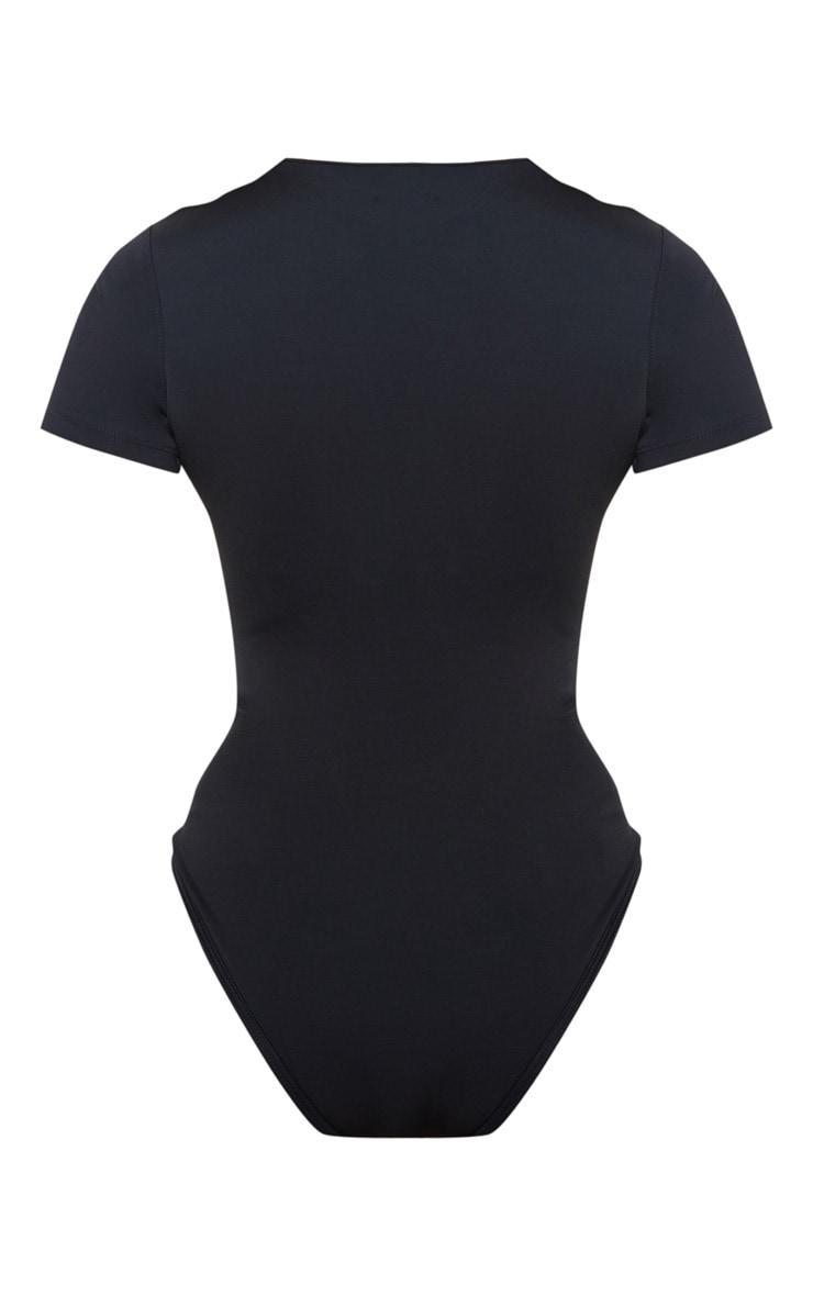 Black Scuba Zip Up Swimsuit Product Image