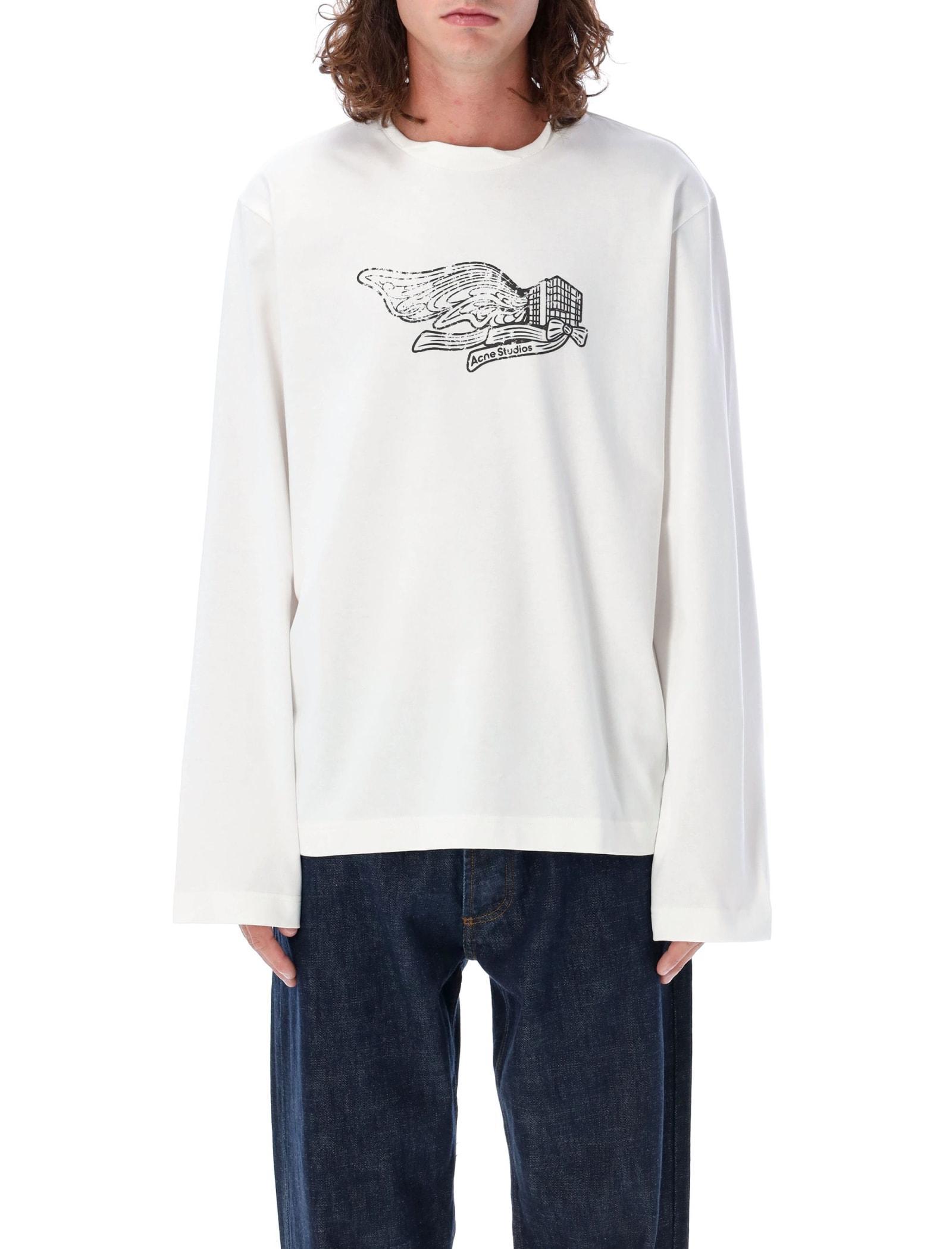 ACNE STUDIOS White Printed-logo Long Sleeve T-shirt Product Image