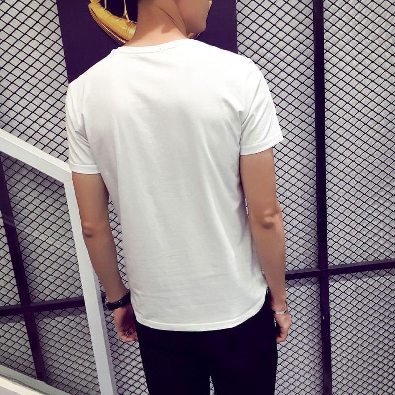 Short-Sleeve Round Neck Plain T-Shirt Product Image