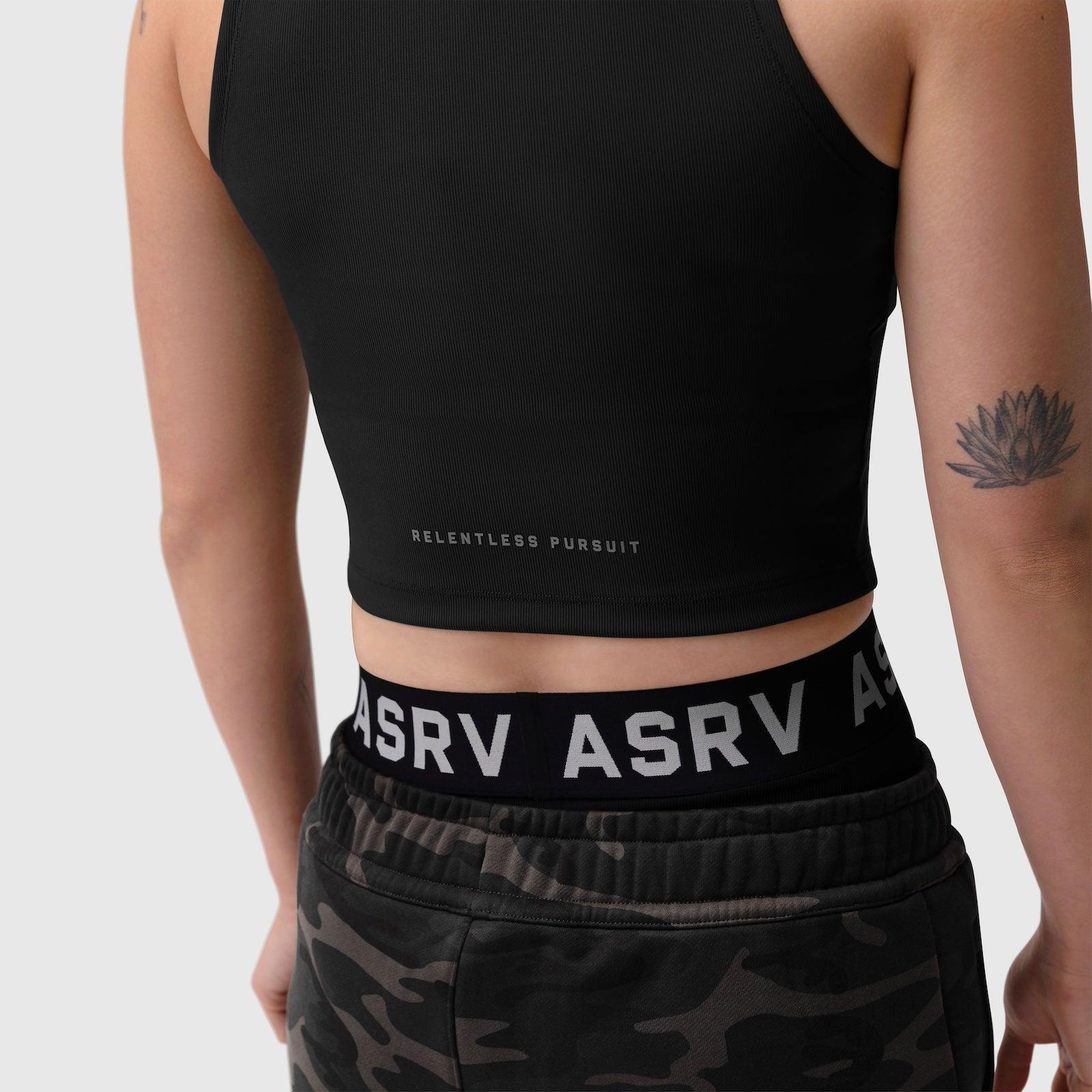 W023. Performance Ribbed Mockneck Tank - Black Product Image