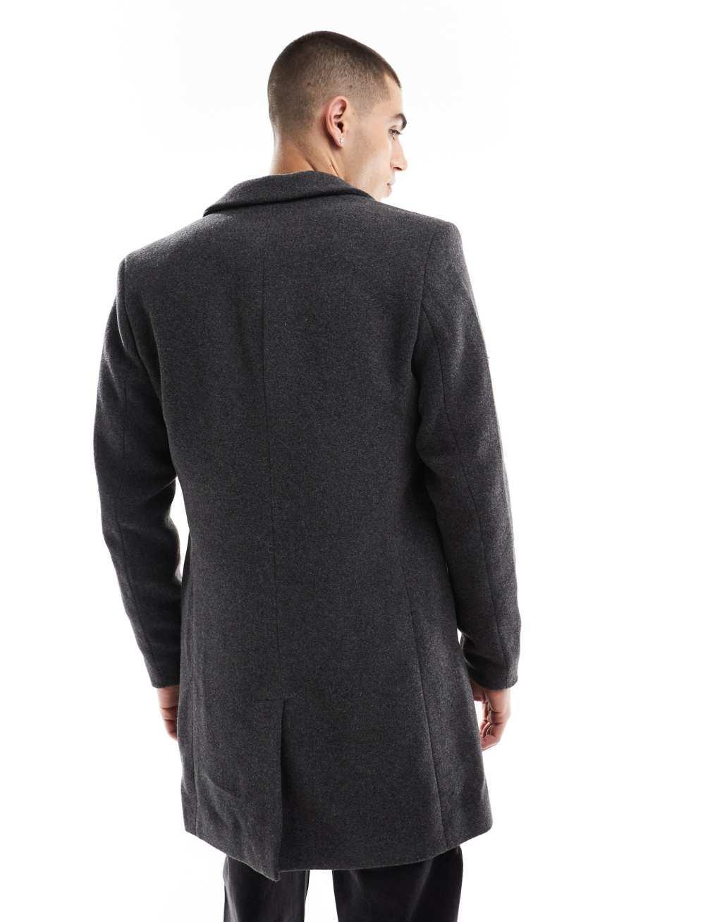 Only & Sons wool mix overcoat in gray Product Image