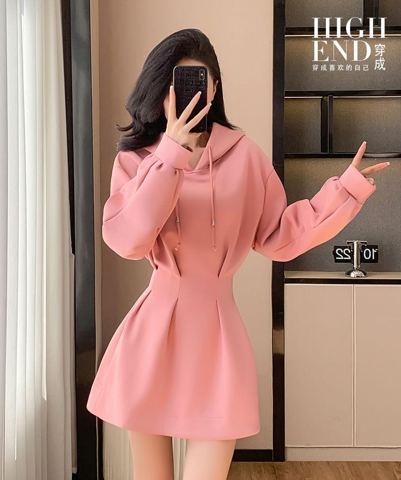 Plain Mini A-Line Hoodie Dress Product Image