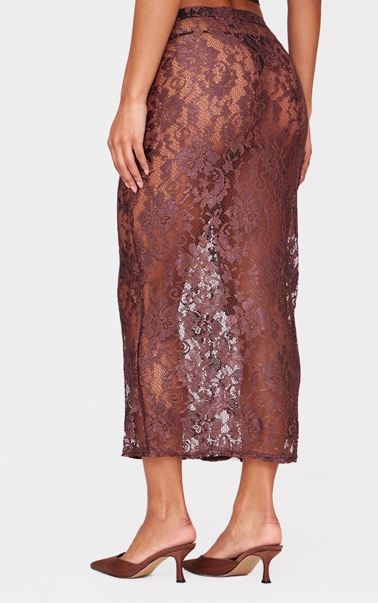 Chocolate Lace Maxi Skirt Product Image