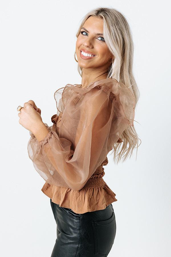 Weekend Made Smocked Top In Iced Mocha Product Image