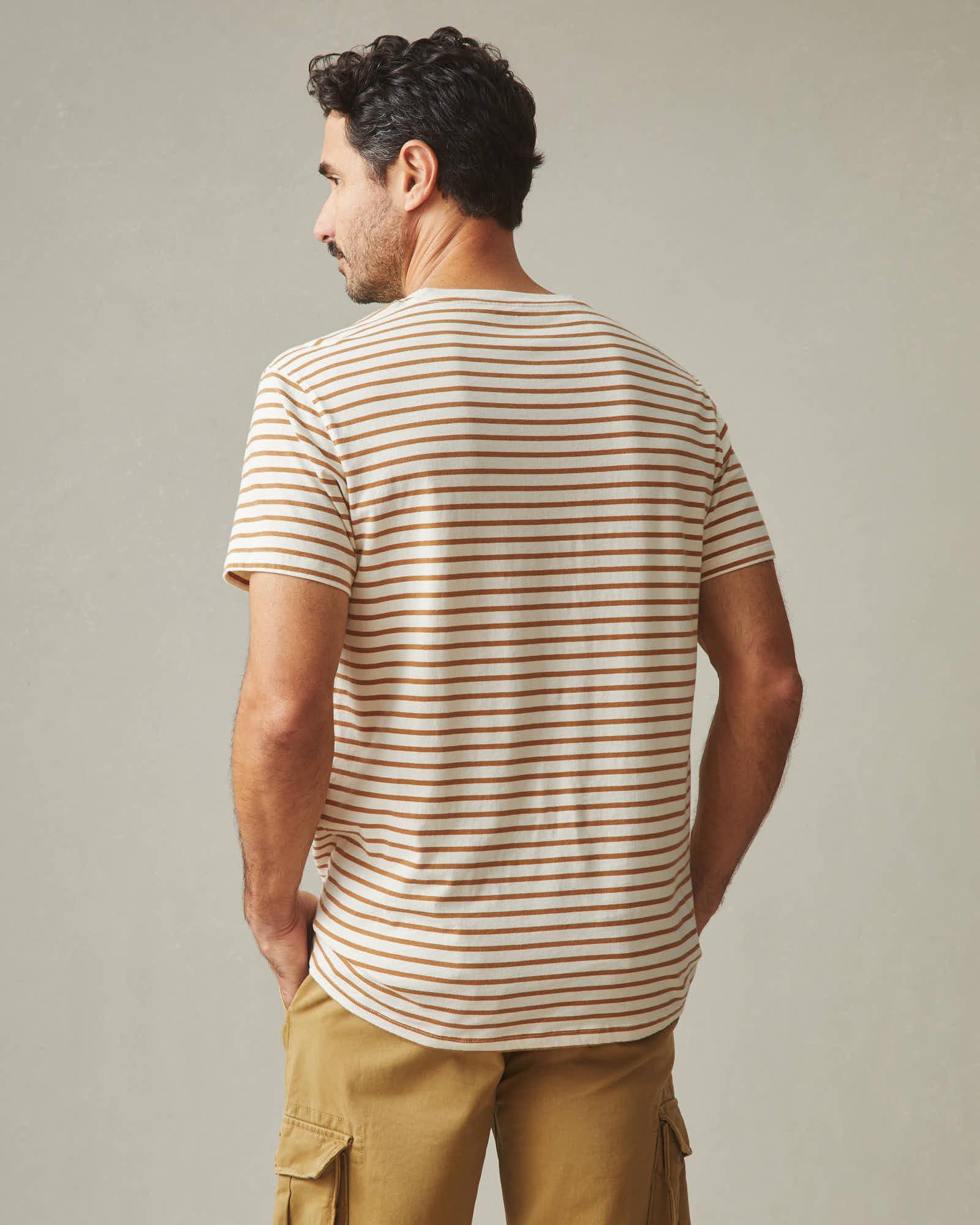 Classic Cotton Crew Tee Striped - Cashew Stripe Male Product Image