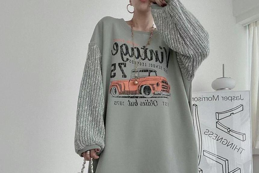 Crewneck Print Maxi Sweatshirt Dress Product Image