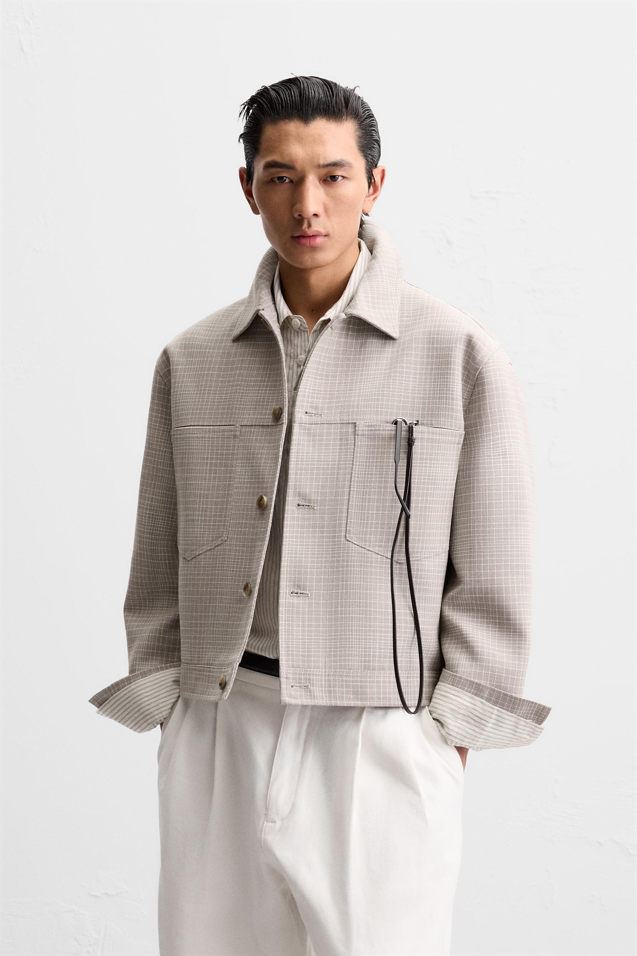 CROPPED FIT CHECKERED JACKET Product Image