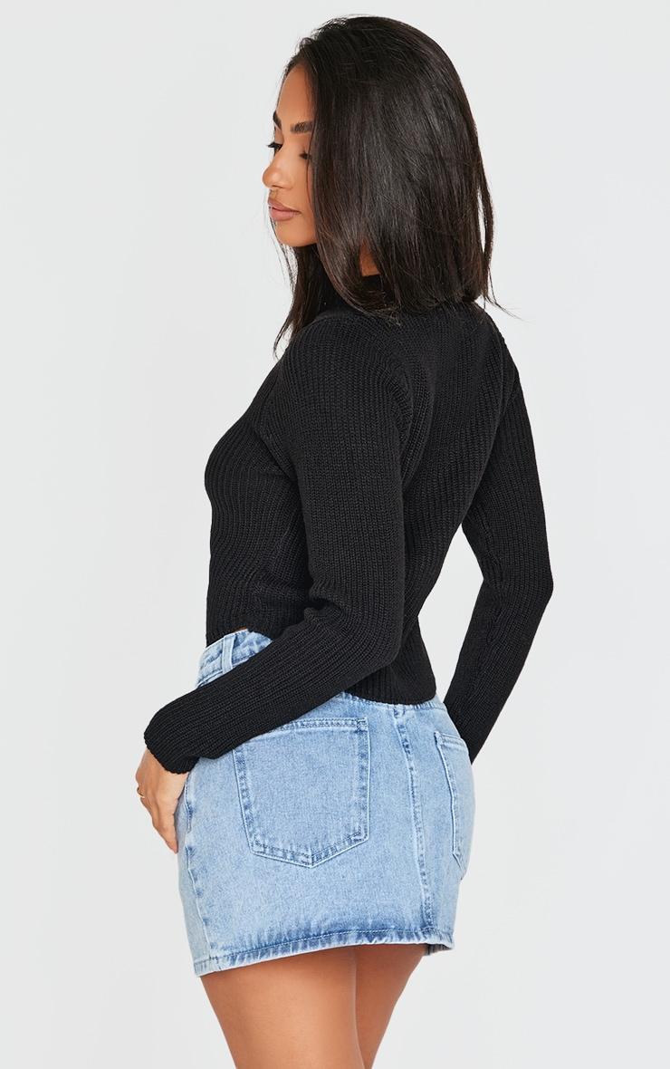 Petite Black Cropped Knit Sweater Product Image