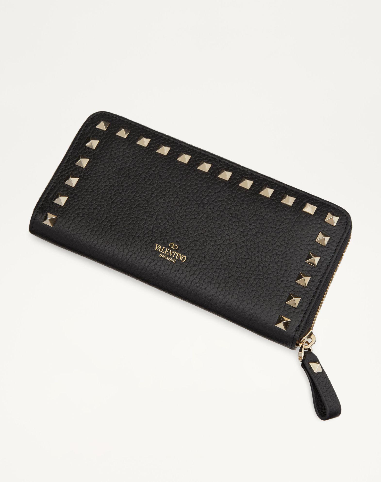 Rockstud Grainy Calfskin Zippered Wallet  Product Image