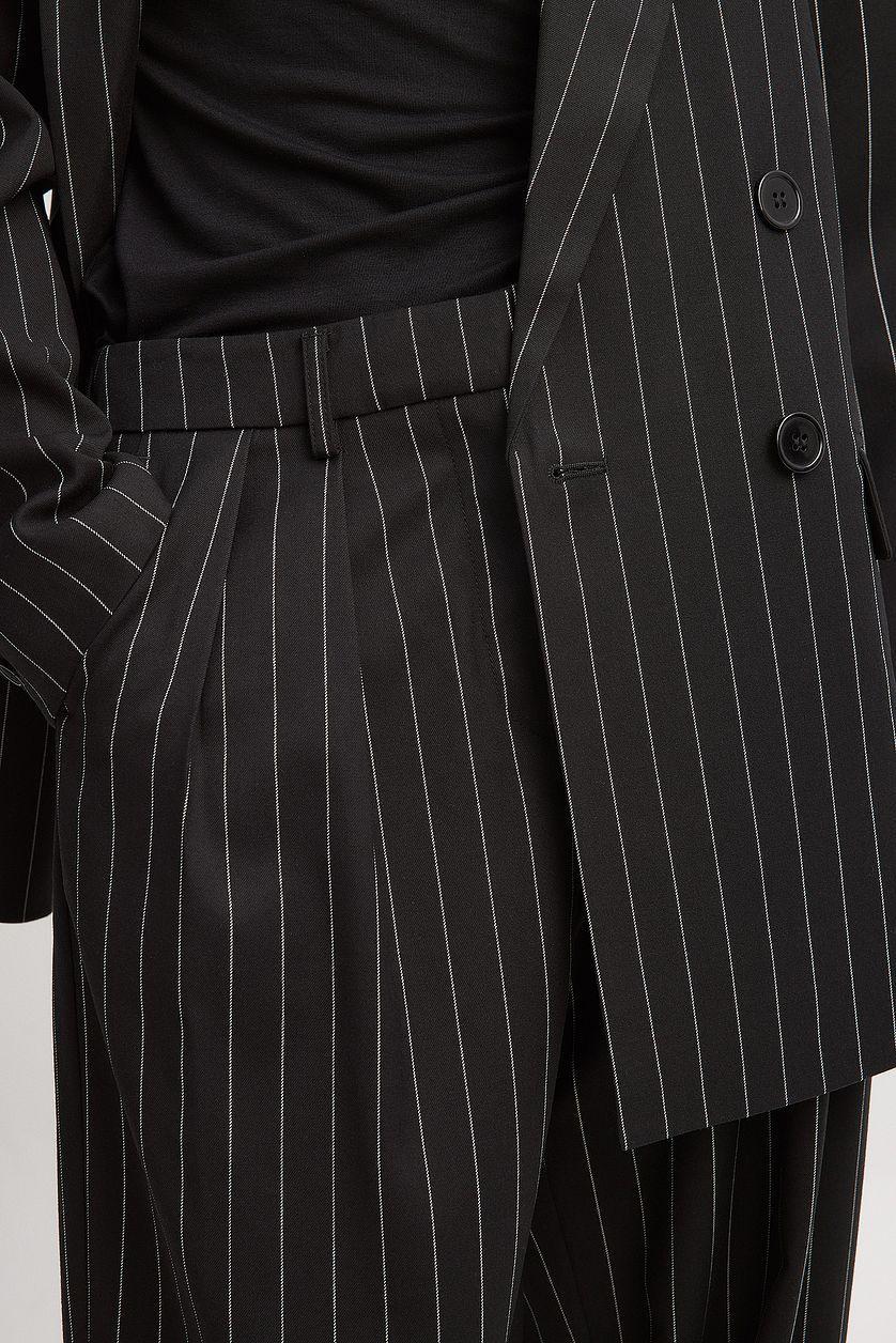 Striped Pleated High Waist Trousers Product Image