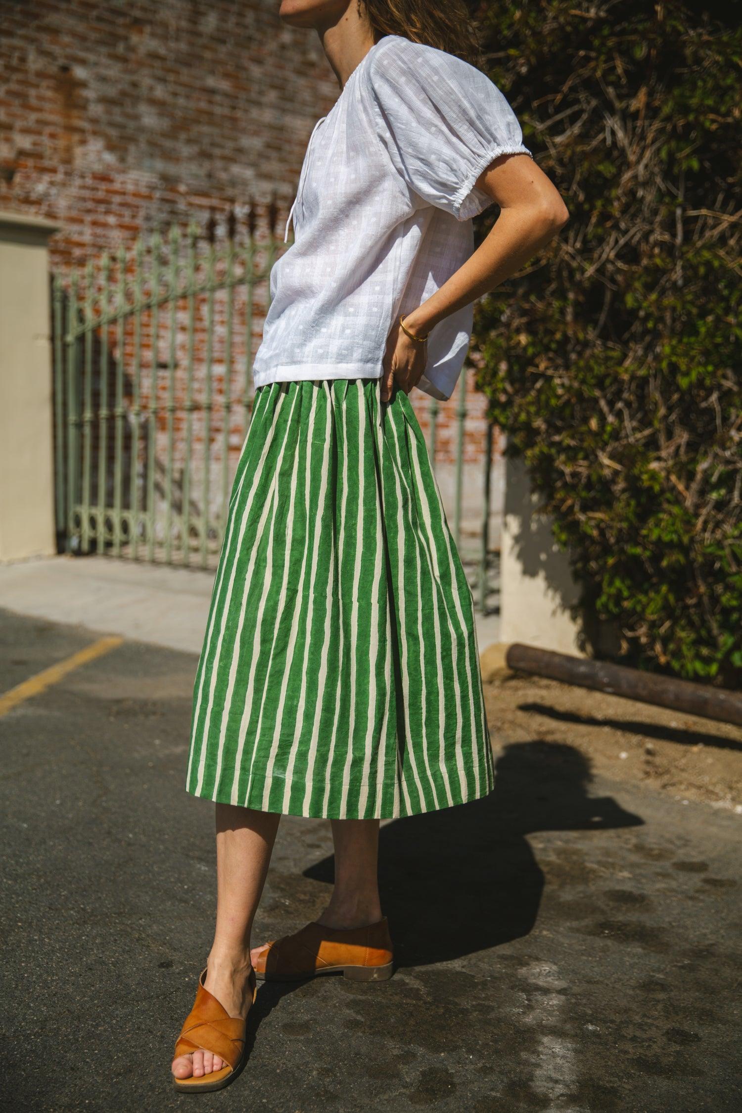 Hudson Green Striped Skirt Product Image