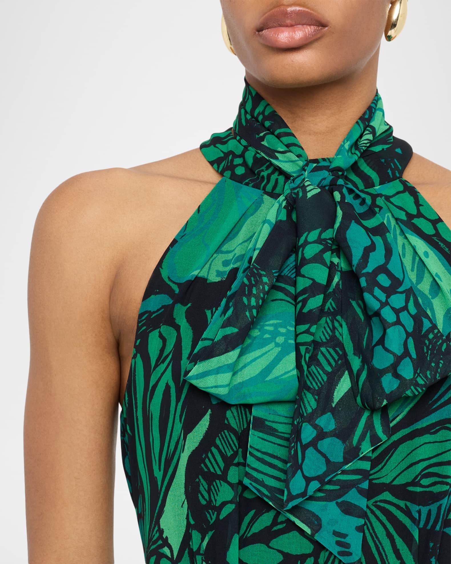 Floral-Print Chiffon Halter Gown Product Image