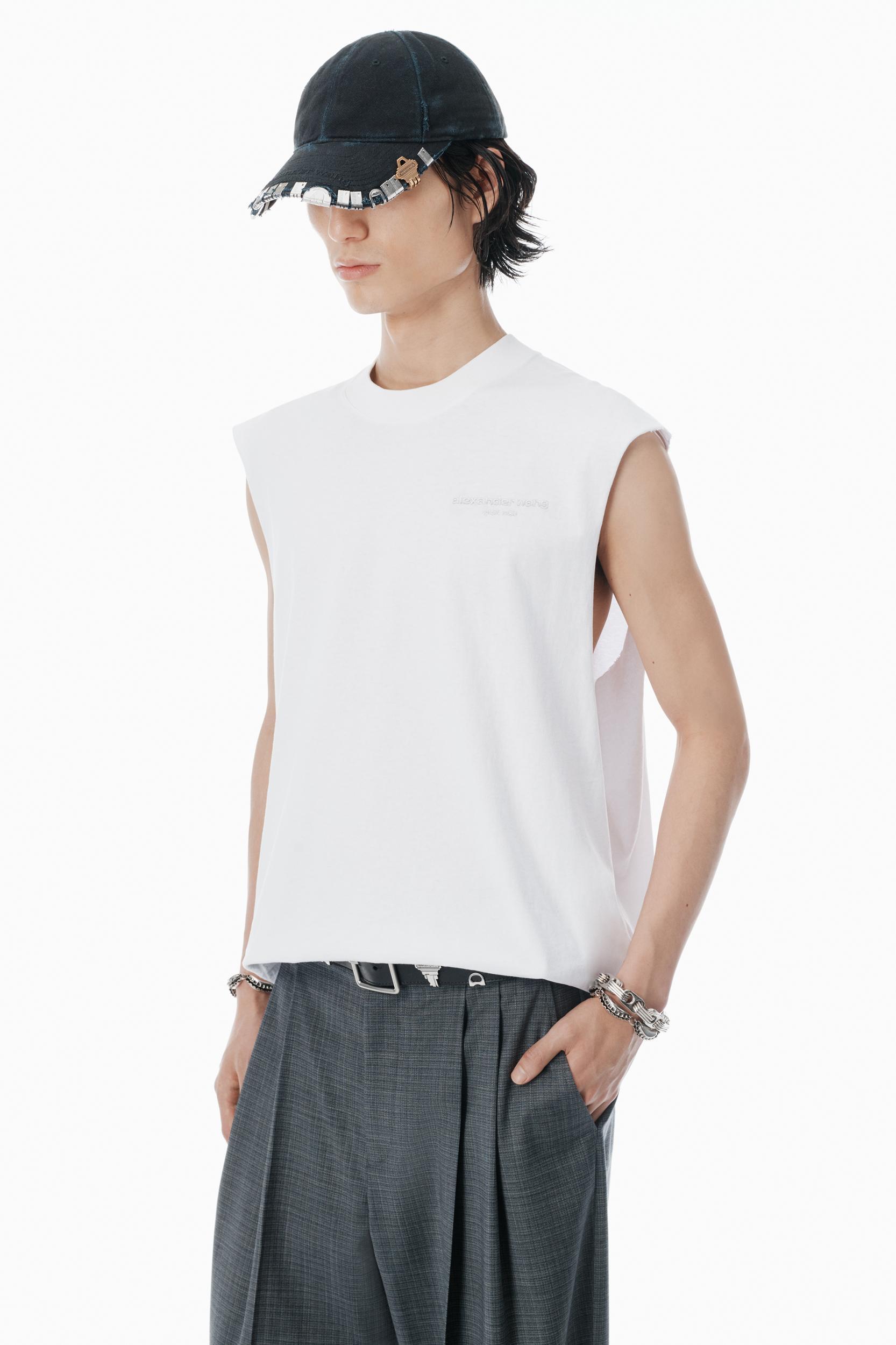 White Vintage Fade-effect Muscle Tank Product Image