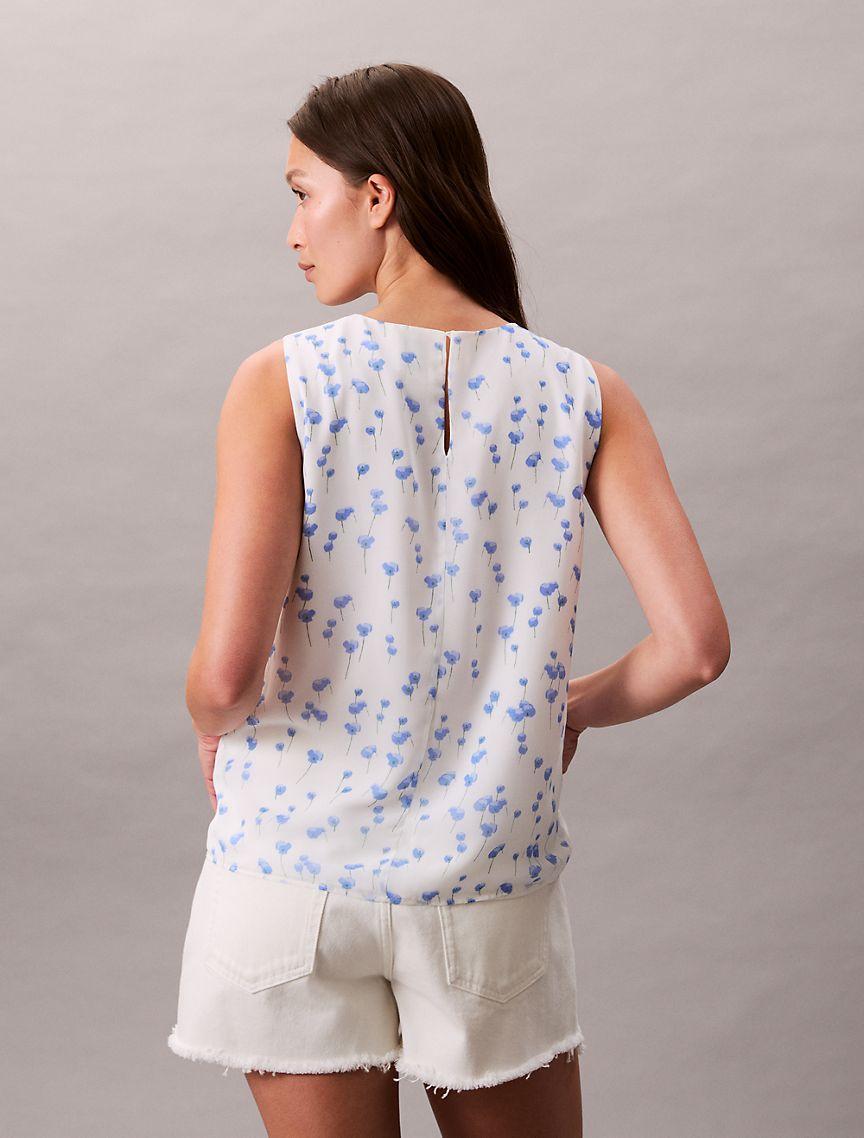 Printed Chiffon Sleeveless Top Product Image