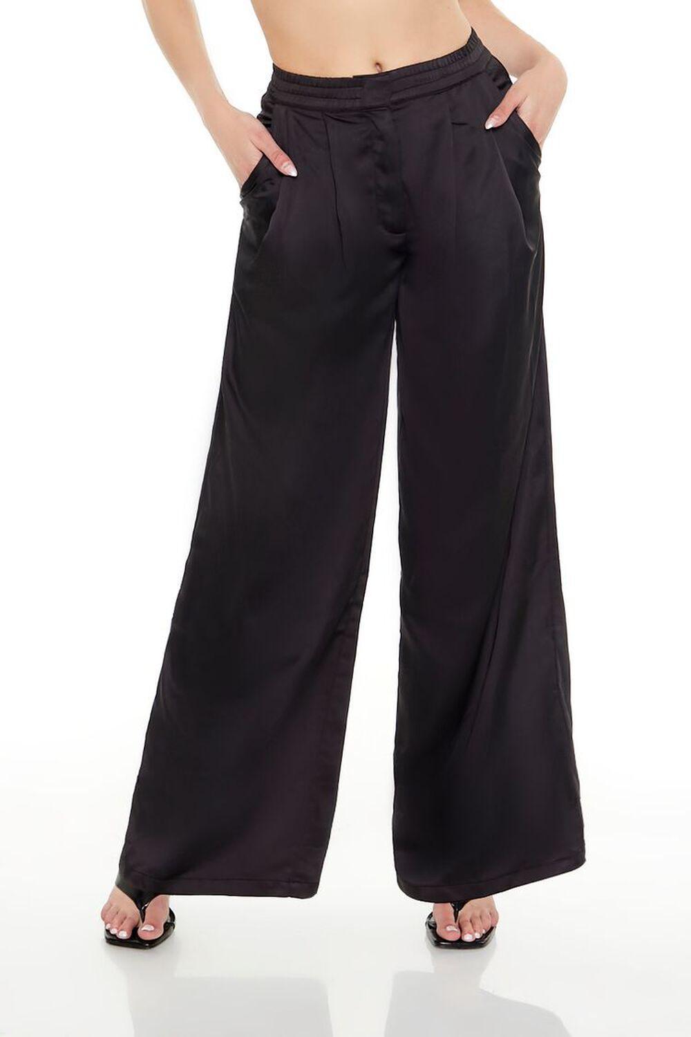 Satin Mid-Rise Trouser Pants | Forever 21 Product Image