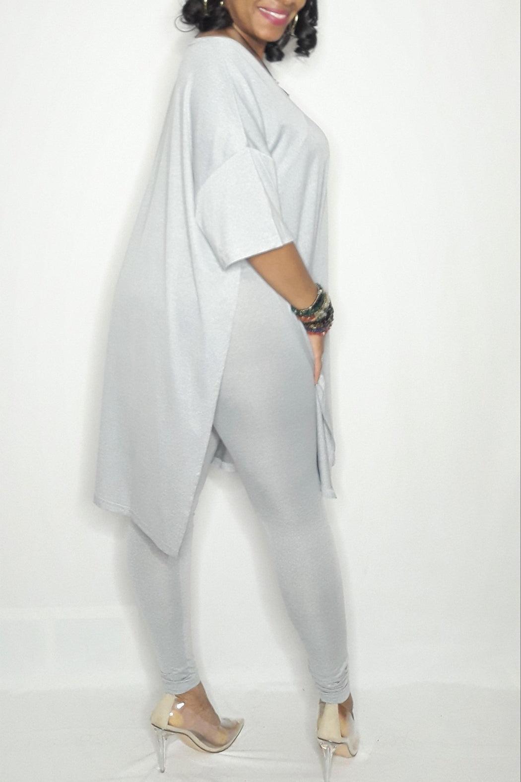 Batwing Legging Set Grey Product Image