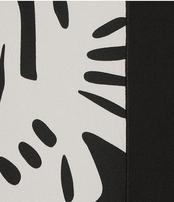 Eva Varro Abstract Print and Solid Combo Knit Jersey Boat Neck 3/4 Sleeve Tunic Product Image