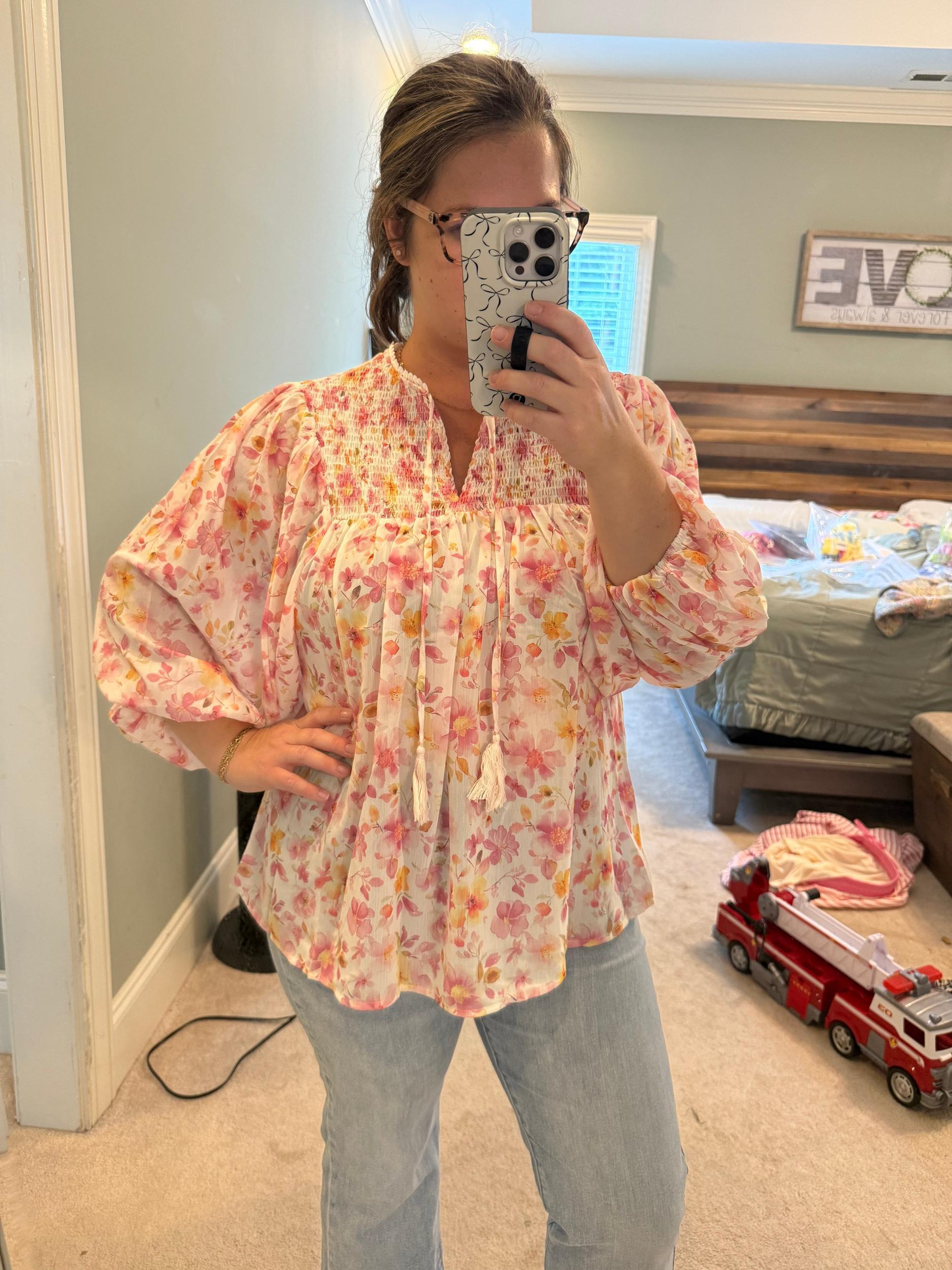 Pink Floral Blouse Preorder Product Image