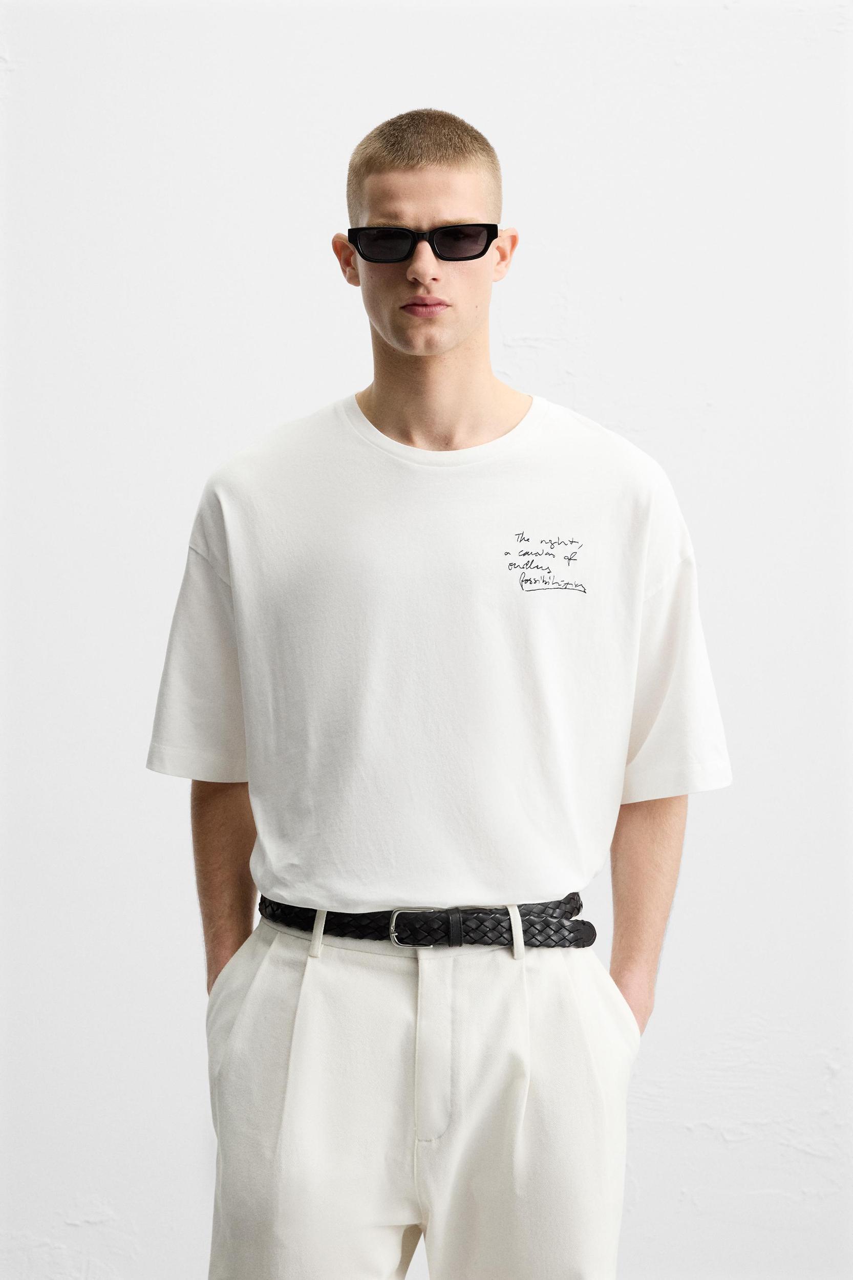 EMBROIDERED TEXT T-SHIRT Product Image