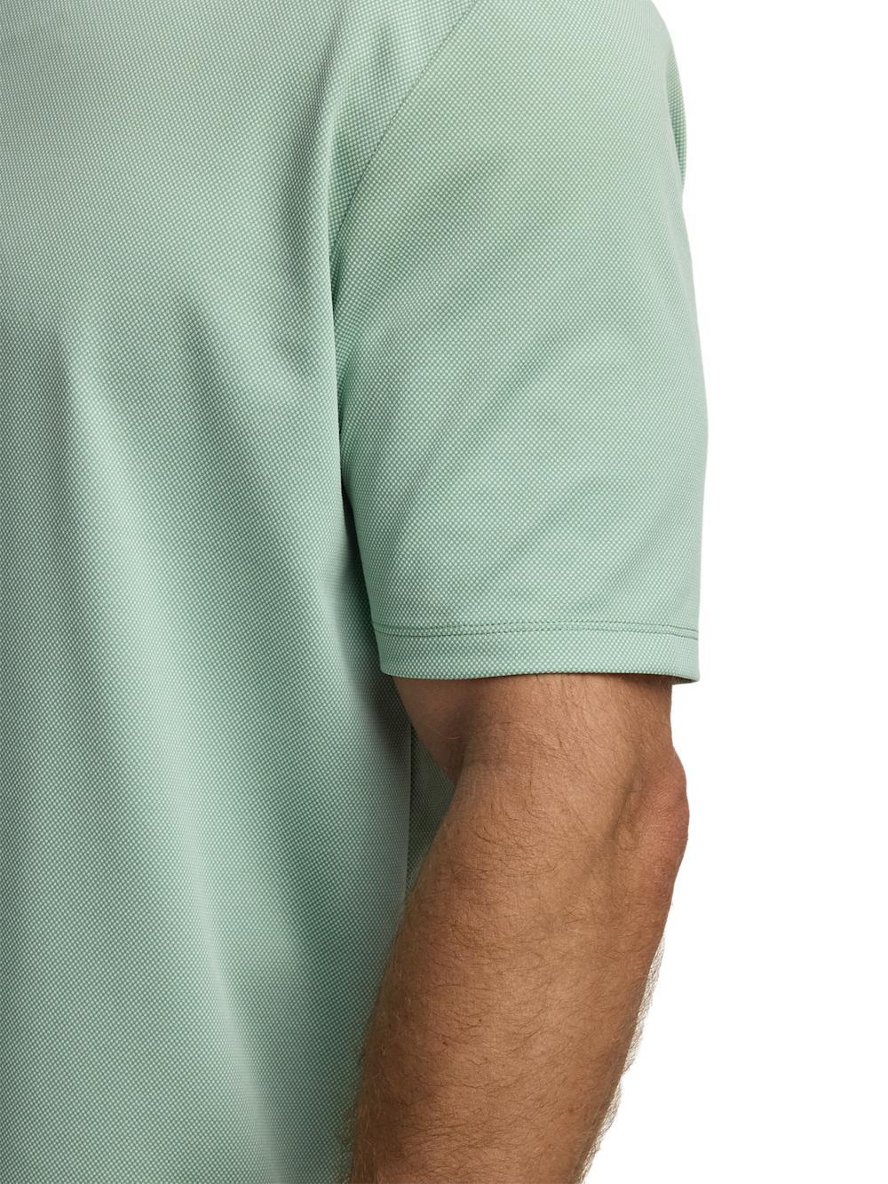 Cotton Blend Three Button Polo - Green Product Image